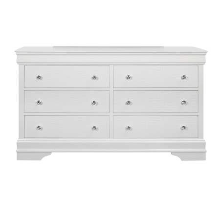 Global Furniture Usa Traditional Glam Croc Pompei Metallic White Dresser 1446